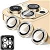 Kucheed Proteggi Obiettivo Fotocamera Compatibile con iPhone 15 Pro/15 Pro Max, Copriobiettivo per Fotocamera in Vetro Temperato Diamante, 9H Adesivi per Pellicole con Anelli Metallici
