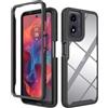 COMAKU Cover per Motorola Moto G56 5G, Trasparente PC Rigido Antiurto 360 Gradi TPU Silicone Custodia Protezione Bumper - Nero