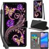 PHINIENLAND Cover per Huawei P20 Lite custodia portafoglio Rosa Farfalla | 3 scomparti carte, 1 tasca banconote, Chiusura magnetica, Supporto, Pelle PU flip cover per Huawei P20 Lite
