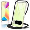 Oelrstfe Cover con Cordino per Google Pixel 10, Trasparente Silicone Sottile Morbido Custodia con Regolabile Collana Laccio Tracolla, Antigraffio Antiurto Proteggere Case con Corda, Nero