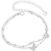 Qings Bracciale Farfalle Donna in Argento Sterling 925 Bracciale Regolabile a Doppia Strato Animali Insetti con Zirconi Regali di Gioielli per Compleanni