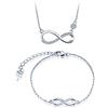 INFINIONLY Parure di gioielli, Collana Bracciale da donna ragazza, Collana Bracciale in argento 925, bracciale collana ciondolo con simbolo dell'infinito elegante, zircone intarsiato, argento