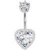 LAURITAMI Piercing Ombelico Argento 925 con Grande Cuore Zirconia 14G Piercing Ombelico 8 mm 10 mm 12 mm Anello all'ombelico Argento 925 Gioielli da Donna Uomo