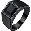 Bestyle Anello Acciaio Uomo Donna, Anello Uomo Nero con Misura IT 27.5 Circonferenza 67.2mm, Anello Ragazzo Maschio con 8mm Pietra Nera, Idee Regalo per Compleanno Anniversario