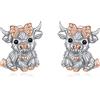 EUDORA Harmony Ball Orecchini a Bottone in Argento Sterling 925 con Mucca Delle Highlands per Donna, Orecchini a Forma di Mucca Scozzese Gioielli con Animali Western Regalo