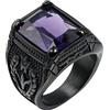 HIJONES Anello con Gemma di Pietra Viola da Uomo in Acciaio Inossidabile Gioielli Celtici Floreali retrò Nero Misura 22