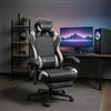 San Marco Sedia da gaming ergonomica nera con poggiapiedi, supporto lombare e cervicale, poltrona girevole da ufficio, imbottita e comoda