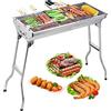 himaly Griglia a carbonella, barbecue in acciaio inox, pieghevole, portatile, per cucinare all'aperto, campeggio, escursionismo, picnic, zaino in spalla, grande