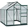 Outsunny Serra da Giardino in Policarbonato 190x252x201cm, Serra per Piante con Base, Finestra, Porta Scorrevole e Struttura in Alluminio