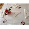 LINEA ITALIANA RICAMI A MANO Raffinata tovaglia x 12 in misto lino (40% lino 60% cotone) con ricamo Fiori a mano in punto pieno