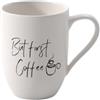 Villeroy & Boch - Statement bicchiere con manico But first Coffee 11,5x8x10,5cm, tazza di porcellana bianca, 280ml