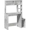 vidaXL Scrivania Mensole Grigio Cemento 100x45x140cm Legno Multistrato, scrivania da Computer, scrivania autoportante, scrivania con mensole