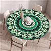 Morbuy Tovaglia Rotonda con Bordo Elastico, Stile Mandala Tovaglia per Tavolo Rotondo Antimacchia Impermeabile Copritavolo Copri Tavolo per Feste Cucina Soggiorno Giardino (Verde scuro,100cm)