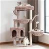 Heybly Albero Tiragraffi per Gatti, 100 cm Alto Con Grande Piattaforma In Cima, Grotta, 2 Amache, Giochi Per Gatti, Mobili Del Gatto, Tiragraffi Ad Alberi, Beige Marrone HCT006SMU