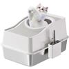 Hodeffior Lettiera per Gatti in Acciaio Inox, Lettiera Gatto Chiusa XXL con Pala, Toilette con Lato Alto per Gatti Entro 15 kg, Non Attira Gli Odori, Facile da Pulire, 60 * 40 * 35cm, Bianco