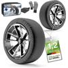 WALSER Premium Calze da Neve Omologate Italia EN 16662-1, set di due catene da neve in tessuto per auto, 2 catene invernali per auto grigio/nero snow sock dimensioni cerchi R13-R22, M