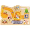 HABA Puzzle da Cantiere - Primo Puzzle in Legno con Bottoni Grandi - Riconoscere escavatori e Pala - per Bambini dai 12 Mesi - 2012171001