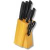 PARENCE.- Ceppo portacoltelli da 7 pezzi con rivestimento nero - Set completo con forbici e ceppo di legno - Coltelli da cucina versatili