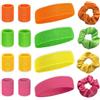 Aoreun Set Polsini Fasce per il Sudore, 16 Pezzi Colore Fascia e Braccialetto Kit Antisdrucciolo Traspiranti Umidità Fascia Tergisudore Polsino Tennis Set per calcio, corsa, yoga, tennis, basket