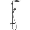 hansgrohe Raindance S - Colonna doccia a risparmio idrico (EcoSmart) con miscelatore termostatico, Sistema doccia con rubinetto, doccetta (3 getti), tubo, asta e soffione doccia, nero opaco, 28823670