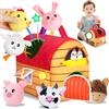 NXPZ Giochi Neonato 6-12 Mesi, Giocattolo Montessori per Neonati, Giocattolo Sensoriale Fattoria con Animali Morbidi in Peluche e Specchio, Regalo per Bambini e Bambine di 3 6 9 12 Mesi