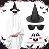 LOVEXIU Costume Halloween Bambino,Costume Fantasma Bambino,Travestimento da Ghost di Halloween,Ghost Robe Cosplay con Cappello da Strega e Occhiali da Sole Neri,per Carnevale-S