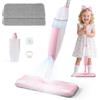 EURYUNG Scopa Spruzzo Giocattolo Bambini - Set Pulizia Montessori con 2 Panni Lavabili e Supporto per Pulire il Pavimento | Kids Spray Mop, Scopa Bambini Gioco 3+ Anni, Gioco Educativo Montessori