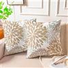 Miuyunya Set di 2 Federe Cuscini Divano Velluto 50x50 Gris Copricuscini Morbido Fodera per Cuscino Autunno Beige Dalia Fiore Moderno Decorazione Copricuscino per Soggiorno Camera Balcone