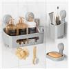 LEVERLOC Mensola da Doccia con Ventosa per Bagno Doccia Caddy Carrello di stoccaggio Senza Foratura Portaoggetti Organizer per per Accessori da Bagno o Cucina