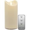 TRONJE Ø7x15 cm LED Candela a Batteria da Esterno Crema - Candela Plastica senza Fiamma con Timer e Telecomando - Impermeabile & Resistente al Calore