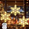 Quntis Luci Natale Bianche Calde 36 LEDs, Tenda Luminosa Natale con 3 Fiocco di Neve, 8 Modalità IP44 Catene Luminose Esterno Interno Luce Tenda Natale per Finestra Casa Festa Matrimonio