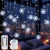 Qoosea LED Tenda Luci, 96LED 4.2M Tenda Luminosa a Fiocco di neve 8 Modalità Impermeabile, Luci Fatate per Natale, Matrimoni, Camera da Letto, Finestre, Giardino, Interno Decorazione, Bianco Freddo
