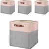 MANGATA Tessuto Cestino portaoggetti 30cm (Grigio/Rosa, 30 * 30-4pcs)