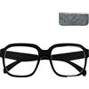 Mini Brille Occhiali da Lettura Vintage Rettangolari con Montatura Grande in Plastica e Lenti XL Resistenti ai Graffi (Nero), Custodia, Oversize Occhiali Filtro Luce Blu Donna e Uomo +1.0 Diottrie