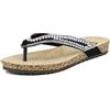 QUEEN HELENA Sandali Infradito con Strass Pietre Aperti Casual Comodi Leggeri Bassi Donna R2118 Nero 37