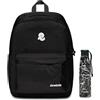 Invicta Zaino Scuola CARLSON Nero - Tasca Interna Tasca Porta PC Tasche Laterali Porta Borraccia - Zaino Viaggio Zaino Università - Eco Material Borraccia, Nero, Borracci