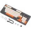 FREEWOLF K8 Tastiera da Gioco Meccanica Wireless Hot Swap, Tastiera Cablata Backlit RGB Interruttore Blu, Bluetooth/2.4Ghz/USB-C Batteria da 4000 mAh per Mac/Win-Grigio/Arancione