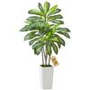 VEVOR Dracena Artificiale 1524 mm, Palma Tropicale Finta con Vaso Alto Bianco, Pianta Finta in Seta da Pavimento in Vaso, Grandi Alberi per Casa, Ufficio, Soggiorno, Decorazione Interna ed Esterna