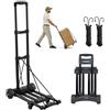 VEVOR Carrello a Mano Pieghevole, Capacità di Carico di 135 kg, Carrello Portabagagli Pieghevole con 4 Ruote, 2 Corde Elastiche e Base Espandibile, Carrello Multiuso per Trasporto Bagagli