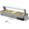 VEVOR Scaldavivande Commerciale, Scaldavivande Elettrico in Acciaio Inox da 1500 W con Coperchio in Vetro, Bagnomaria da Banco a 6 Teglie da 1/3, con Zuppa e Mestoli Forati, per Ristoranti