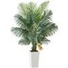 VEVOR Palma Areca Artificiale 1829 mm, Pianta Tropicale Finta con Fioriera Bianca Alta, Pianta Finta in Seta da Pavimento in Vaso, Grandi Alberi per Casa, Ufficio, Interno ed Esterno