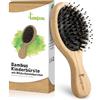 lampox Spazzola per capelli per bambini, in bambù con setole di cinghiale, per la cura dei capelli, spazzola districante per capelli lunghi e ricci di donne, uomini e bambini, spazzola massaggiante