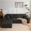 Litbird Divano angolare modulare a forma di L con chaise longue a sinistra - Struttura morbida senza telaio rigido, seduta extra profonda in velluto a coste (Grigio, Chaise longue sinistra)