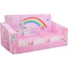 decalsweet Divano Letto 2 Posti per Bambini 2-in-1 Pieghevole Schienale Poltrona, Comoda Stabile Divano Bambino Bambina, Divano Pieghevole Leggero Apribile per Camera da Letto, Soggiorno (Principessa)
