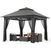 Bealife Gazebo Pieghevole 3x3m con 4 Pareti Rete Zanzariera, Doppio Tetto Impermeabile, Protezione e Borsa con Ruote - Inclusi Sacchi di Sabbia per Stabilità, Grigio
