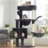 Heybly Albero Tiragraffi per Gatti, 100 cm Alto Con Grande Piattaforma In Cima, Grotta, 2 Amache, Giochi Per Gatti, Mobili Del Gatto, Tiragraffi Ad Alberi, Grigio Fumo HCT006SG