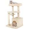 COSTWAY Albero per Gatti a 4 Piani, Torre con Tiragraffi, Nicchia per Gatti, Pallina di Peluche con Sonagli, Piattaforma per Saltare, Albero Tiragraffi per Animali Domestici (Beige)