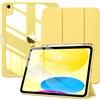 TiMOVO Cover per iPad A16 11 Generazione 11 Pollici 2025, iPad 10 Generazione 2022 10,9 Pollici con Portapenne, Custodia con Trasparente, Funzione di Auto Sveglia/Sonno, Giallo Chiaro