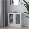 Festnight Vetrina Soggiorno, Armadietto con Vetrina, Mobile Ingresso Moderno, in Legno Multistrato Bianco 82,5x30,5x80 cm