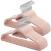 SONGMICS Grucce Vellutate, Set di 100 Grucce Antiscivolo, Spessore di 0,6 cm, Salvaspazio, con Gancio Girevole a 360°, 45 cm, per Cappotti, Giacche, Camicie, Gonne, e Pantaloni, Rosa Chiaro CRF100PK